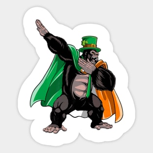 Dabbing Gorilla St Patricks Day Men Leprechaun Irish Sticker